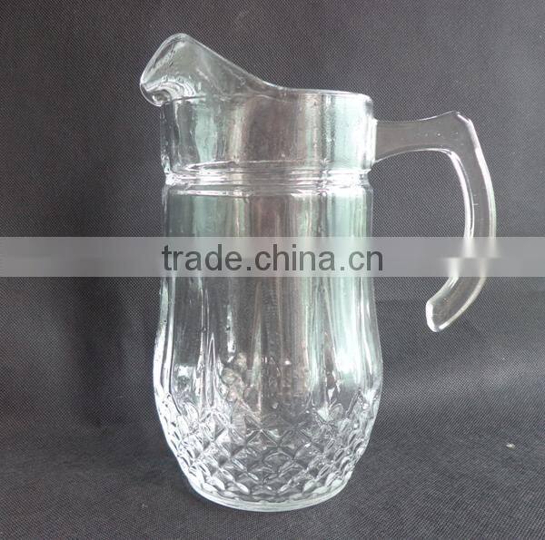 1.5L Large Volume Clear Glass Juice Pitcher Carved Glass Jug with Lid