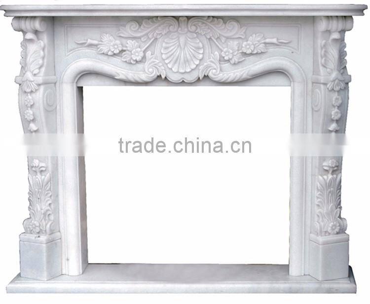 Antique European style facing stone carving marble fireplace