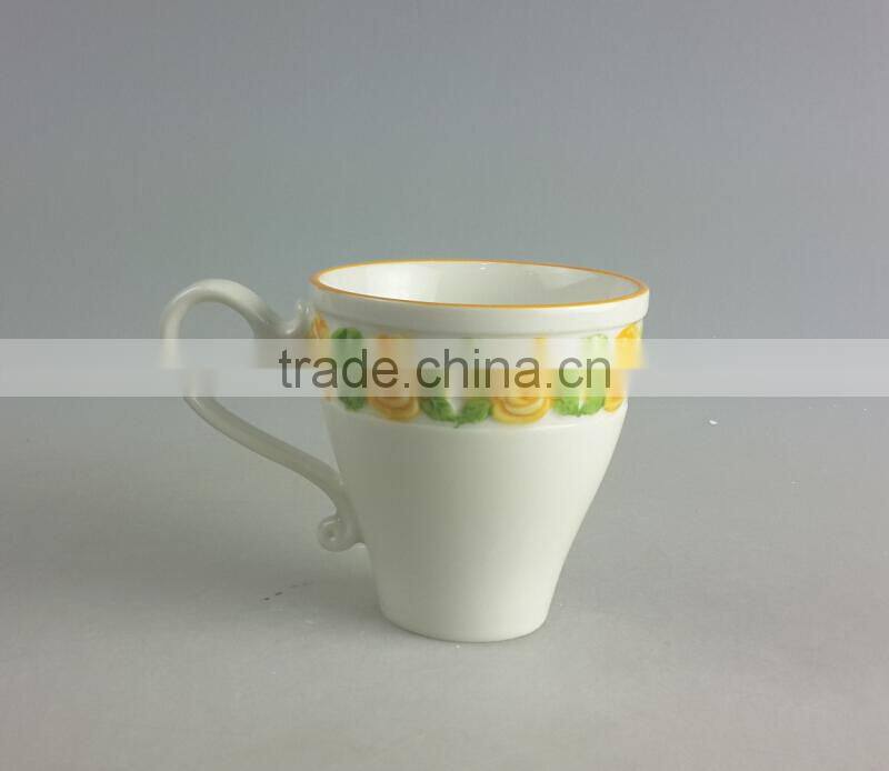 New bone embossed rose handpainted mug