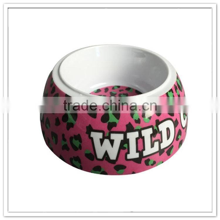 Rubber ring bottom customized printing plastic pet bowl, dog bowl