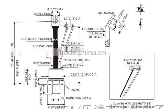 KS200A1600V heatsink Triac 3CT bidirectional spiral thyristor