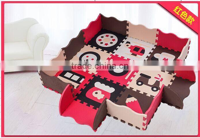 hot selling Educational EVA puzzle mat for kids with safety guarder non-toxic , 16pcs