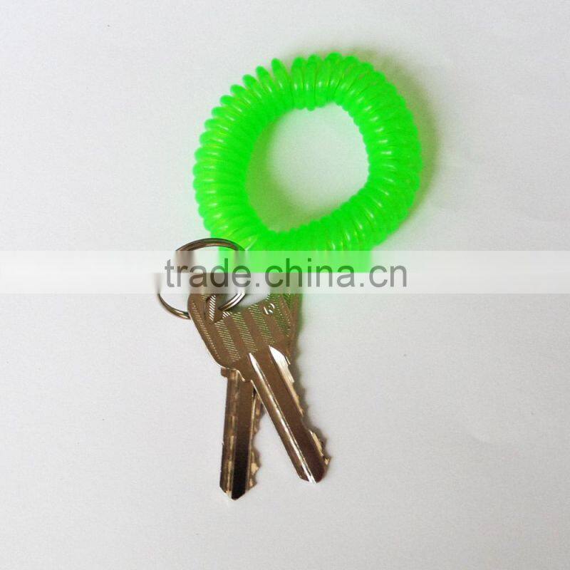 Cheap 5cm round plastic wrist coil key ring