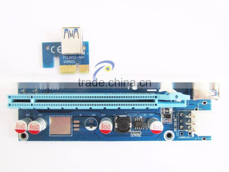 Fixable PCI-E 16X to 1X Adapter Molex 4pin 6pin Power Connector pice riser USB 3.0 Riser Cable