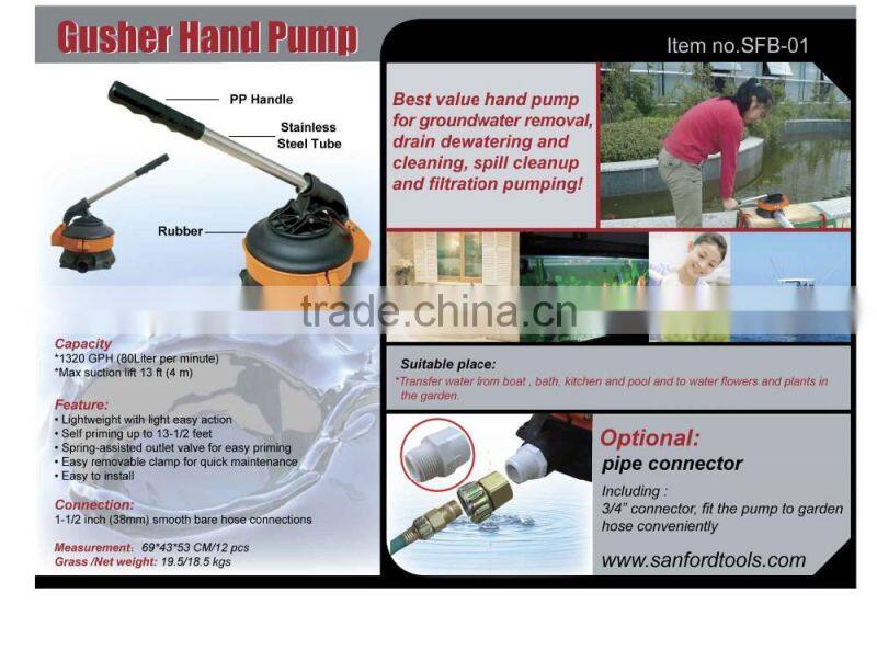Low Pressure Hydraulic Water Gusher Hand Pump