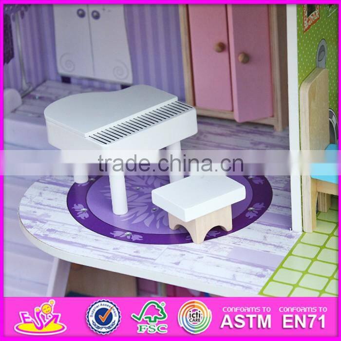 2016 new design home play children toy wooden dolls house miniatures W06A169