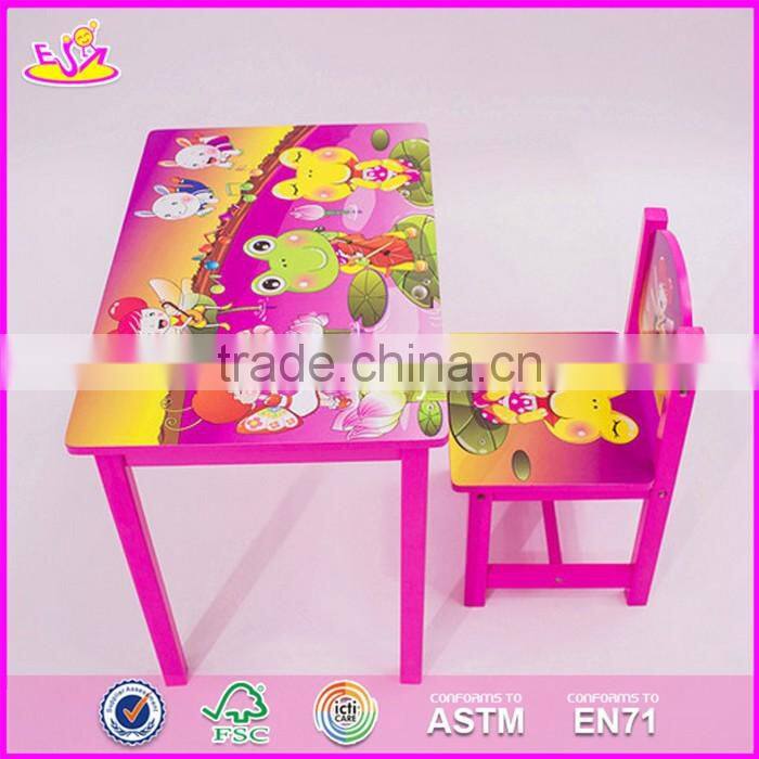 2017 New design home / school / pink wooden girls table and chairs W08G197