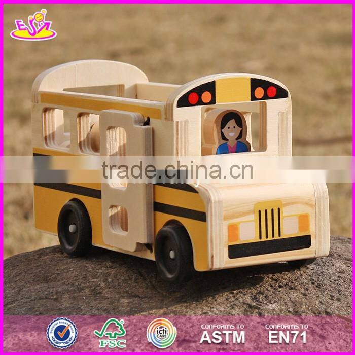 2017 New design toddlers go sightseeing wooden bus toys W04A340