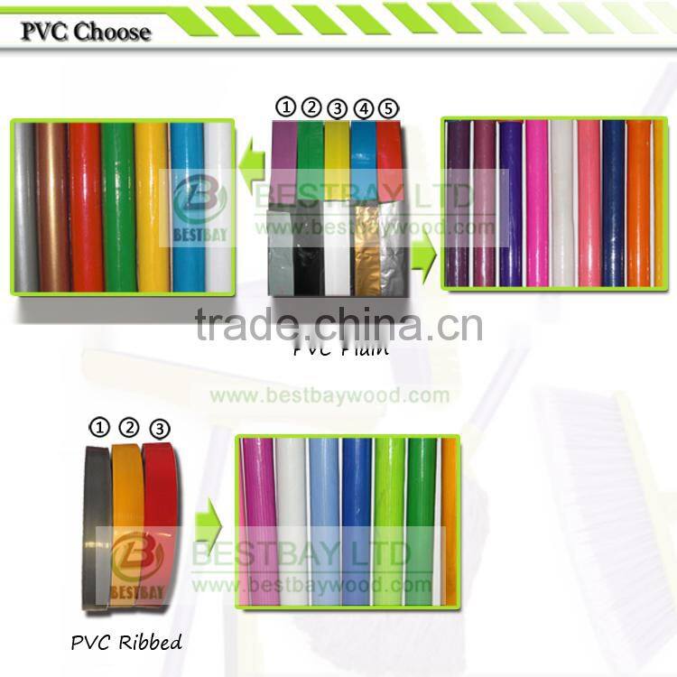 pvc coated wooden stick/plastic broom handle/