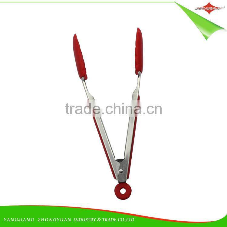 ZY-H2027 high quality dishwasher safe 9-inch silicone food tong with soft grip handle