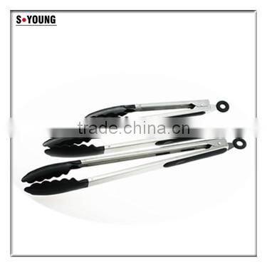 14006 New Shape Barbecue Grill Tongs Silicone Kitchen Serving Locking Food Tong