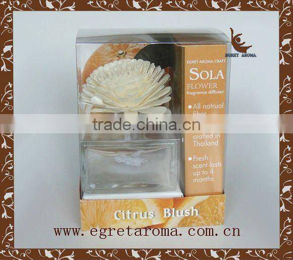 EA3-0851 Chrismas gift set sola flower on square glass bottle natural scent diffuser fragrance diffuser
