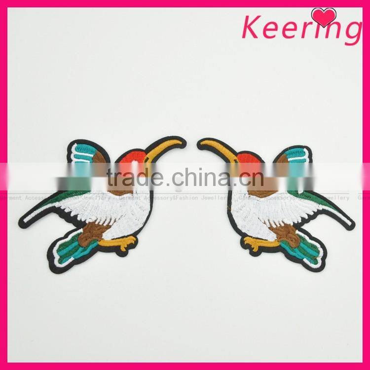 3D bird embroidery patch custom design for clothing WEF-270