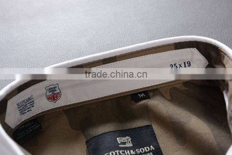 100% cotton men Oxford Casual Shirt, Long Sleeve Shirt with embroidery & elbow patch