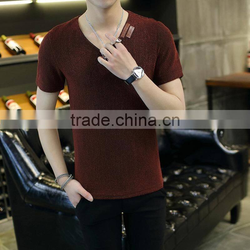 Men's V neck collar T shirt short sleeve shirts v-neck t shirt New fashion t shirt