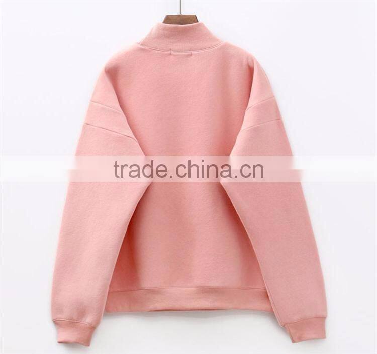 2017Hot sell fashion fitted pullover blank 100% cotton custom lady hoody