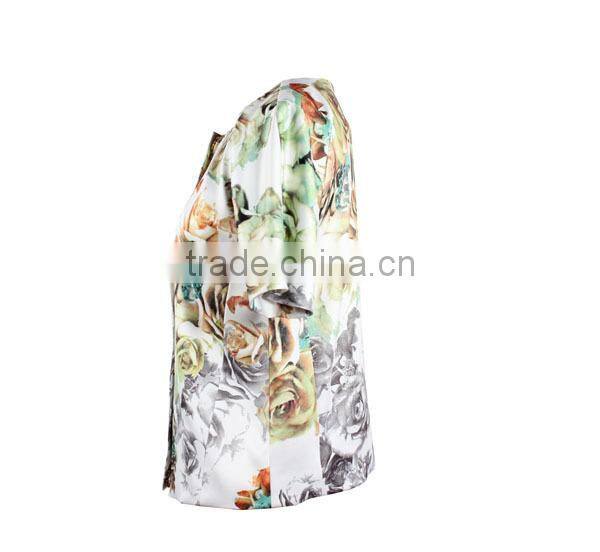 Hot sale spring autumn short sleeve flower print jacket woman