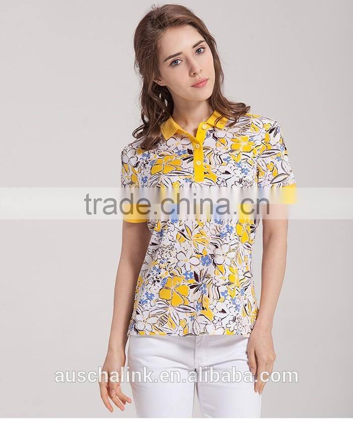 2016 new designs lady colorful polo t shirt factory price