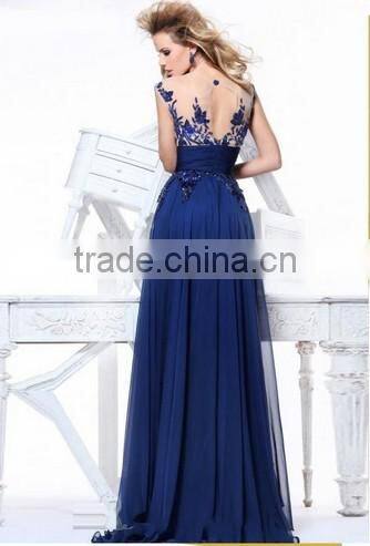 sexy nighty navy blue lace and chiffon mother of bride dress