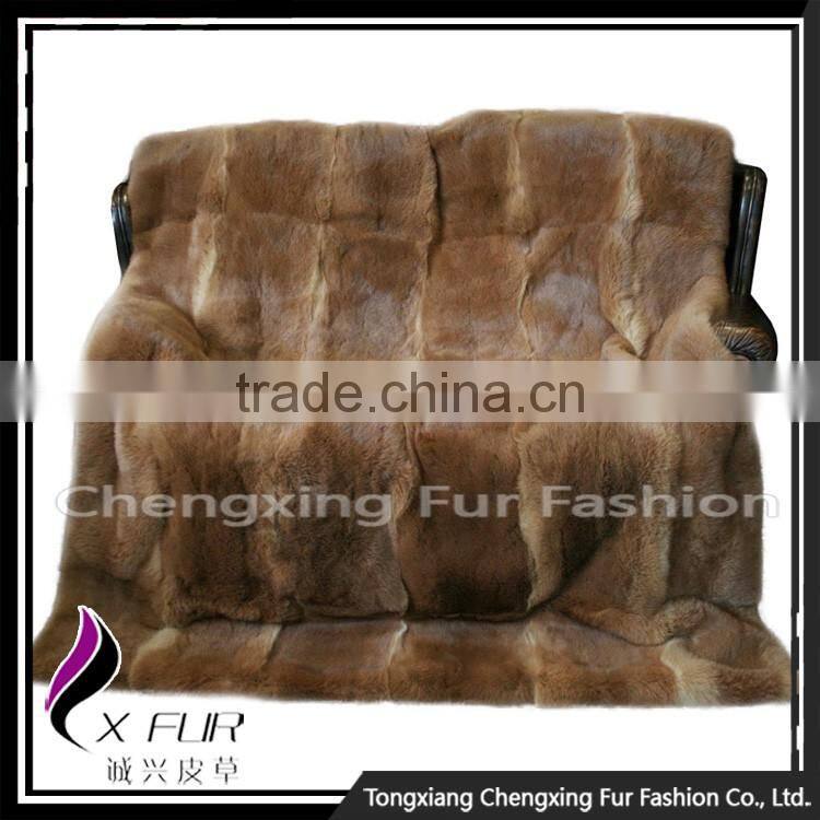 CX-D-08D Throw Single Side Fur Blanket Thick Real Rabbit Fur Blanket