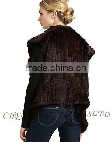 CX-G-B-196A New Design Women Knitting Rabbit Fur Fashion Vest fur clothing