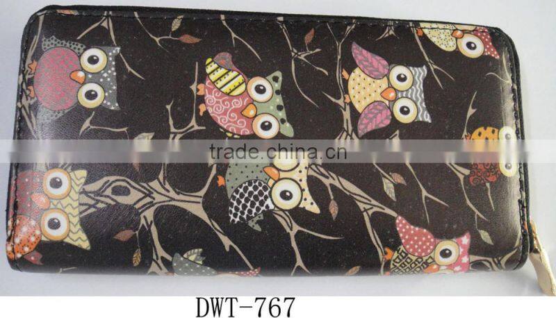 Fashion high quality PU stylish print owl wallet