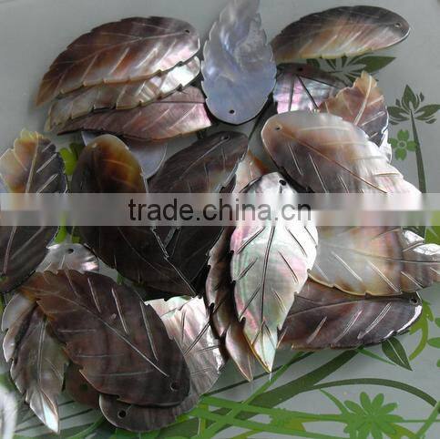 natural leaf shape black shell charms diy black shell charm pendant wholesale jewelry accessories