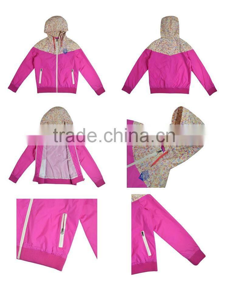 Newest Design Women's Two Color High Quality Printing Nylon Jacket With Hood