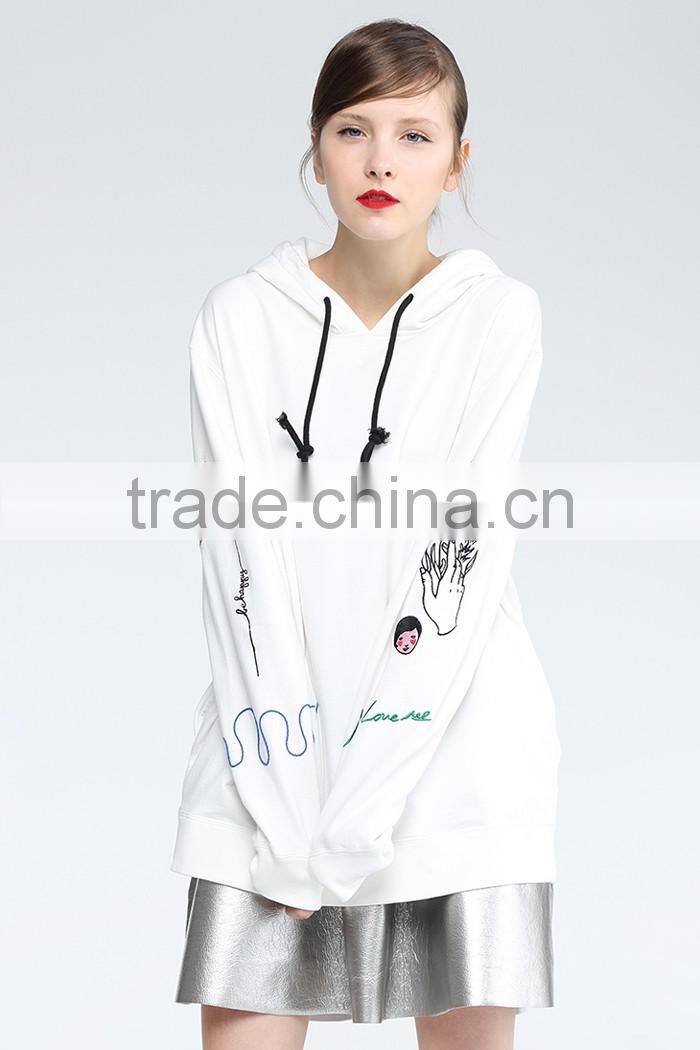 New arrival fashional custom embroidered hoodies for lady
