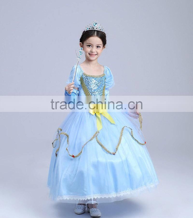 2016 wholesale princess kids flower girl dress for girl party wear western dress
