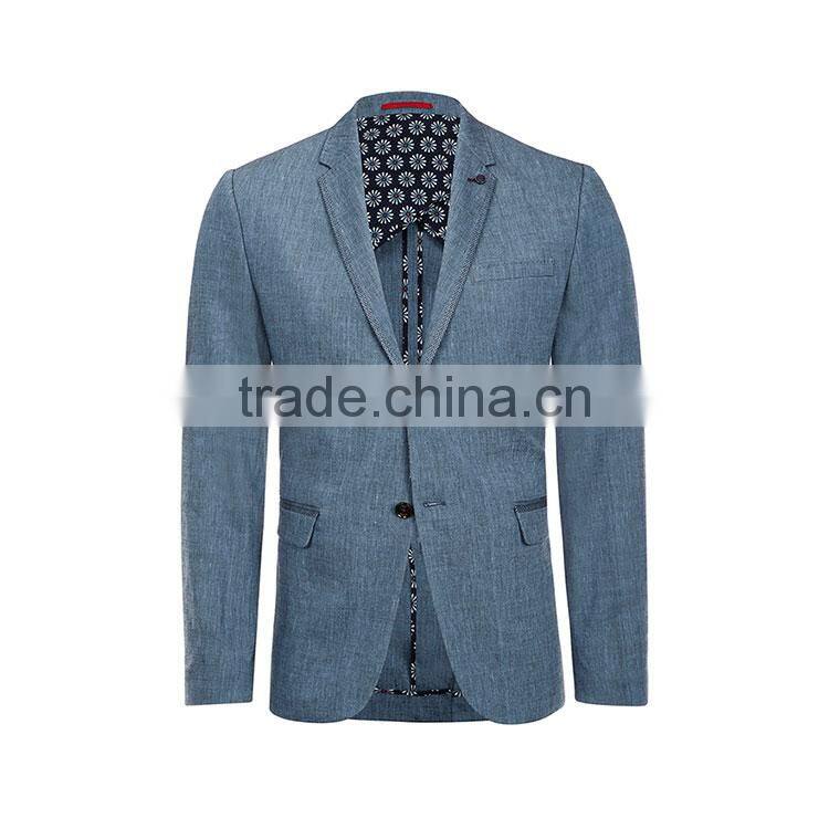 New 2017 European Polyester Viscose Denim Fashion Custom Made Jacket Latest Suit Styles For Men