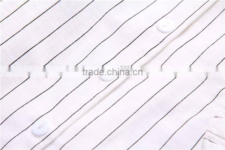 New Design Pink Striped Shirt Black Skirt Little Girl OL Wind Clothing Set 2017 Hot Sale