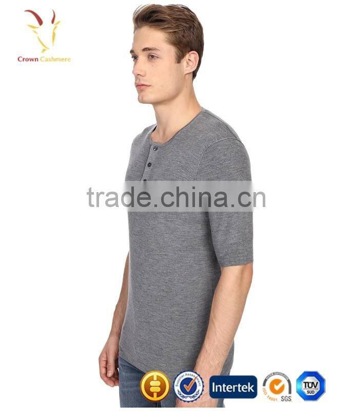 Short Sleeve T-shirt Wool Knitted Mens Crewneck Sweater