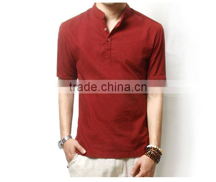 2015 High Quality 100% Cotton button down contrast color men double collar shirt folder