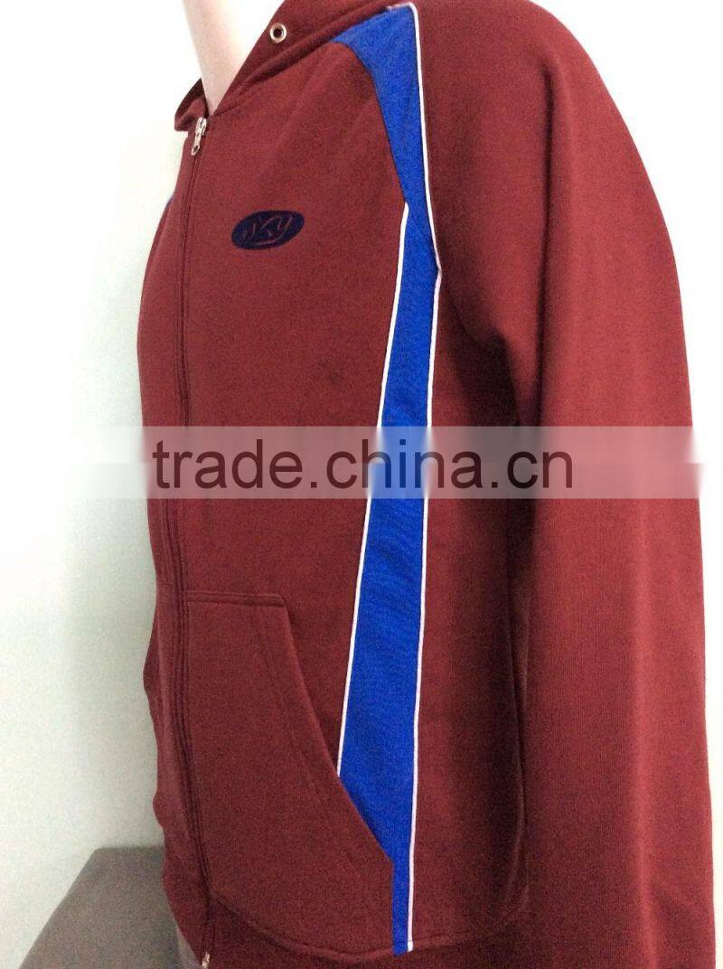 2016 New fashion designs top quality hoodies men athletic matching color long sleeve full zip jackets