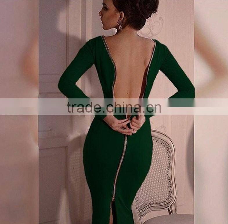 New arrive Autumn lady Elegant Dress Long Sleeve Full Zipper Tight pencil dress