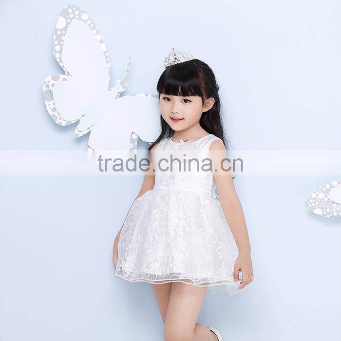 2015 new model pink flower girl dress with rabbit decoration