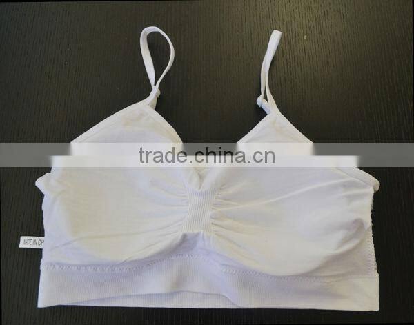 top selling products 2013 Yiwu factory directly clothing wholesale seamless corset nylon yarn with padded camisole bra top