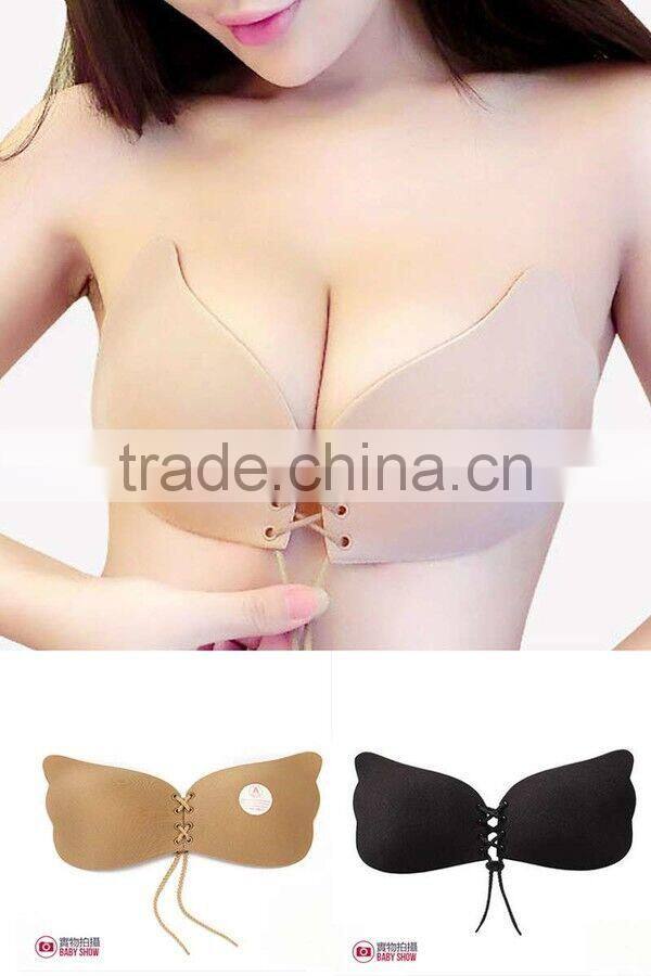 Summer women Invisible Strapless Self Adhesive Backless Silicone Push up Bra