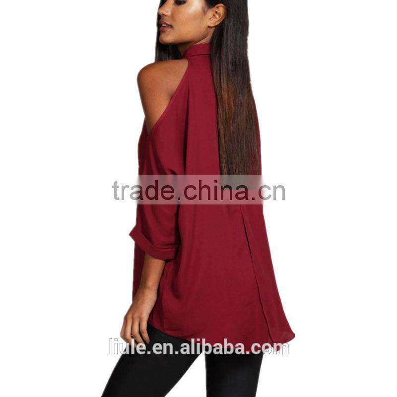 New design Blouse Casual Tops Chiffon sexy women off shoulder shirt