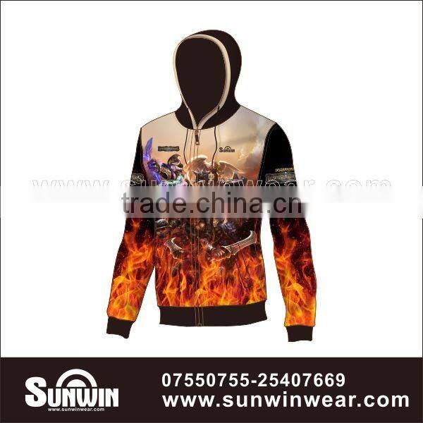 Wholesale Custom Fashion Design Full Sublimated Fleece Zipper- Up Men Hoodies