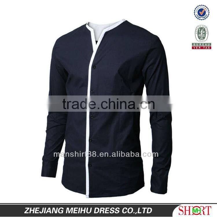 New style shirt design for men fashion clothing popular shirt no collar for men
