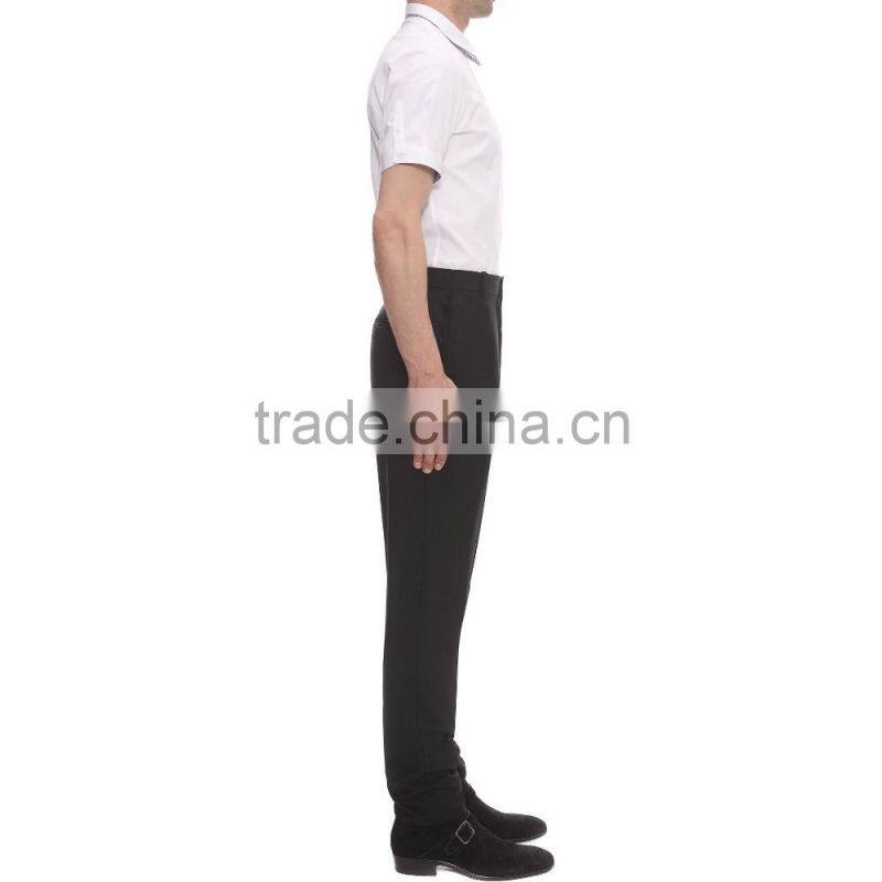 2015 KAIYA double collar contrast stripe fancy short sleeve button front dress shirt bank office wearing