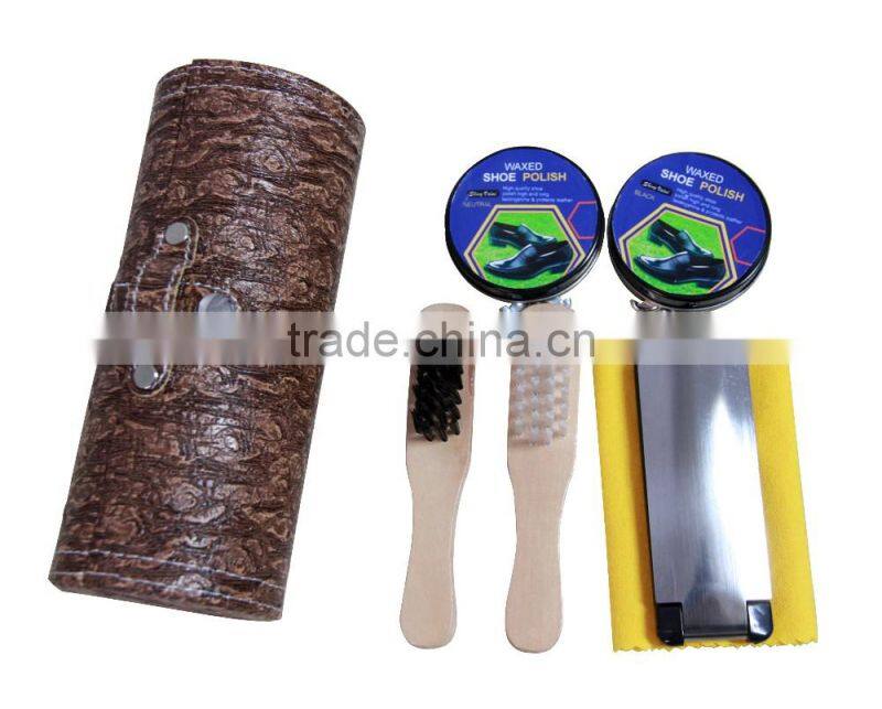 hot selling gentlemen's handware shoe care /polish/shine kit with PU bucket/bag