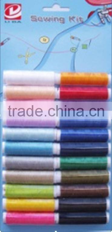 15pcs in clear box paper tube polyester sewing thread
