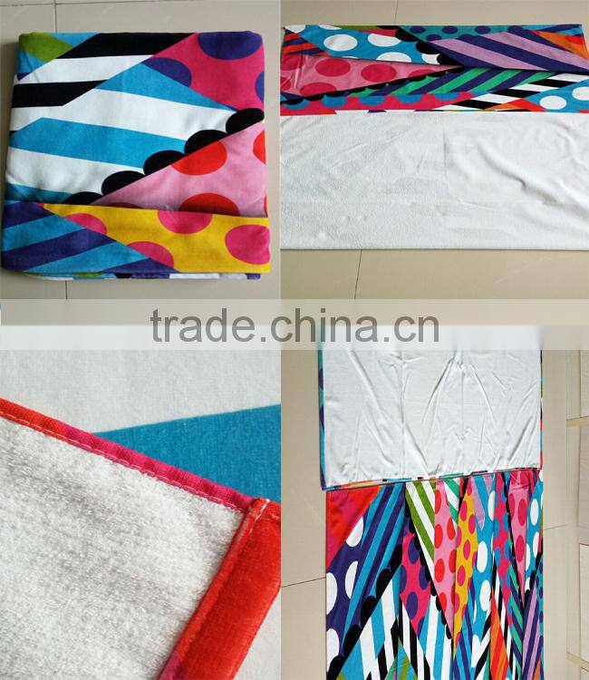 100cotton velour full print custom design 75*150cm with hunging loops back side terry luxury beach towels