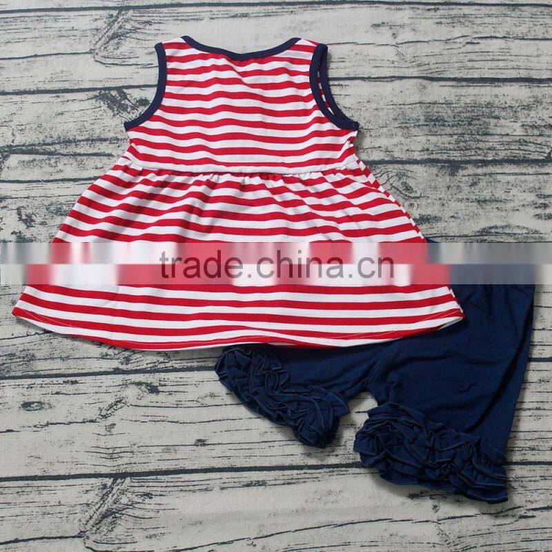 Striped Children Summer Boutique Outfits Sleeveless Shirts Icing Shorts Clothing Set M7042005