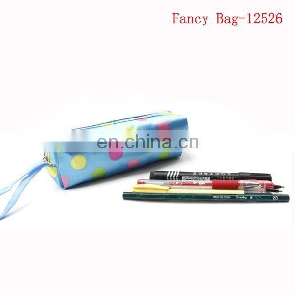 Fashional colorful dot printed satin pencil bag for girls
