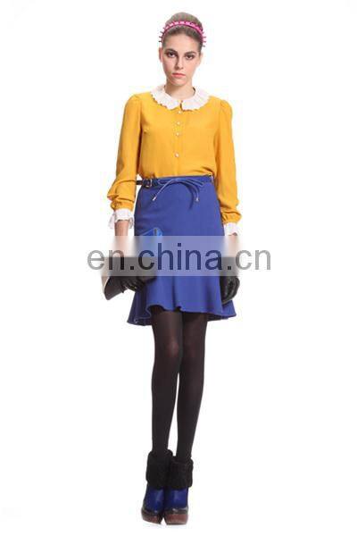 Ladies elegant autumn plain color OL flounce sexy galleries girls mini skirt mini dress