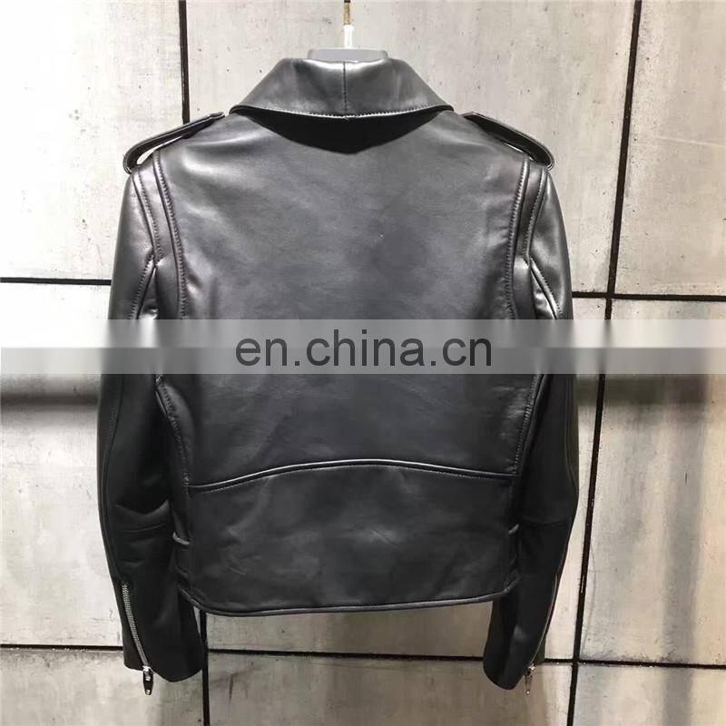 Handsome Motorcycle Spring Jacket Short Leather Zipper Jackets Leather for Women